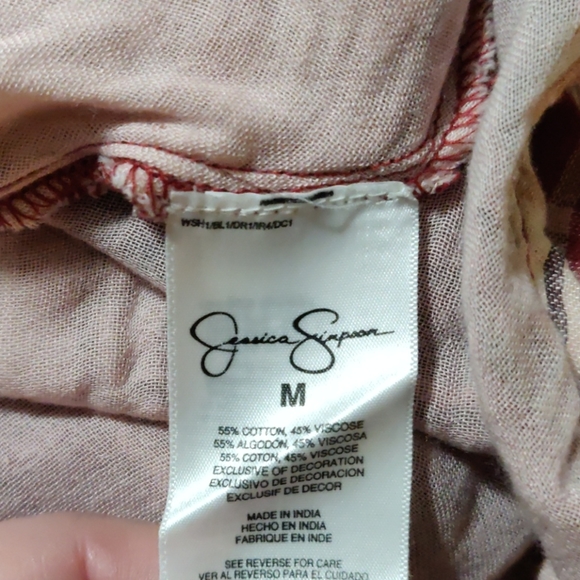 Jessica Simpson Pink Mauve plaid cold shoulder top - Picture 6 of 6